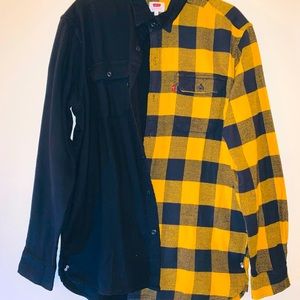 BRAND NEW Levi’s Colorblock Half Checkered Flannel | Mustard Yellow/Black